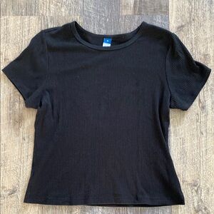 Old Navy Black Ribbed Cropped Women's Top